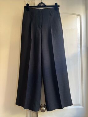 $148 J. Crew Essential Black Pleated Wide-Leg Pants Trouser in Luster Canvas 2
